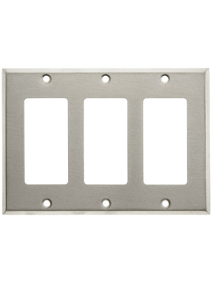 Classic Triple Gang GFI Cover Plate In Stainless Brushed.